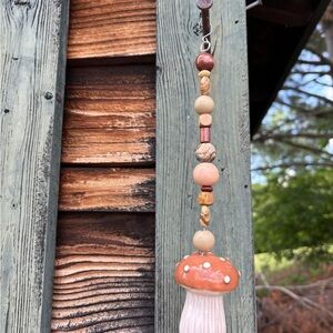 Handcrafted Mushroom Beaded Hanging Decor